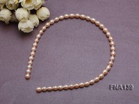7x9mm Pink Oval Cultured Freshwater Pearl Hairband