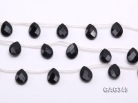Wholesale 13x18mm Black Drip-shaped Faceted Agate Beads String