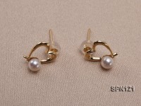 4.5mm White Round Natural Akoya Pearl  Ear Studs