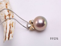 14.5mm Perfectly Round Lavender Edison Pearl Pendant with 14K Gold Pendant Bail