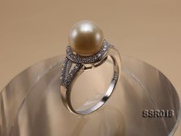 9.5mm Golden South Sea Pearl Silver Ring