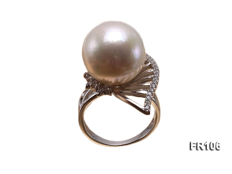 15mm White Round Edison Pearl Ring