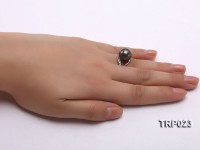 12mm Black Tahitian Pearl Silver Ring