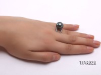 13mm Black Tahitian Pearl Silver Ring