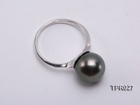 10mm Black Tahitian Pearl Silver Ring