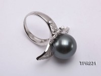 13.5mm Black Tahitian Pearl Silver Ring