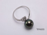 13.5mm Peacock Tahitian Pearl Silver Ring