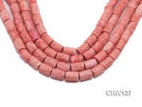 Wholesale 12x17mm Pillar-shaped Pink Carved Coral Beads Loose String