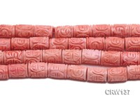 Wholesale 12x17mm Pillar-shaped Pink Carved Coral Beads Loose String