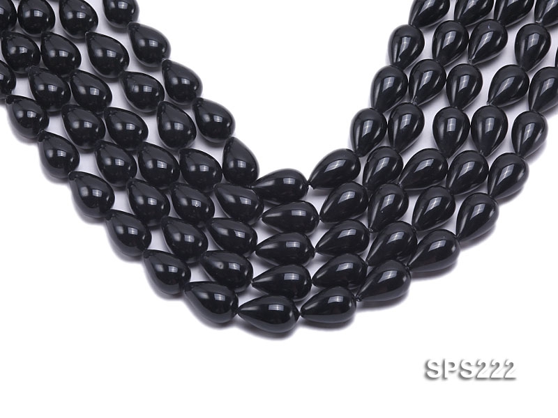 Wholesale 12x18mm Black Drip-shaped Seashell Pearl String