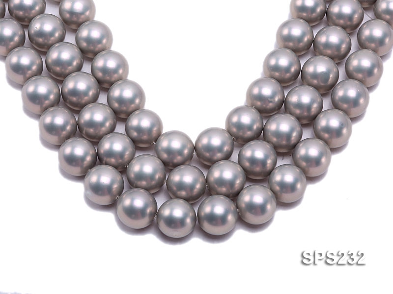Wholesale 20mm Silver Grey Round Seashell Pearl String
