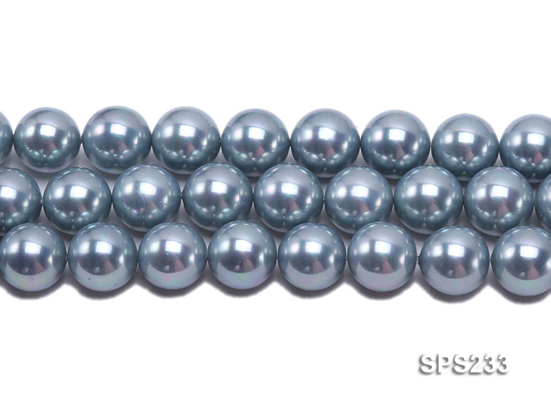 Wholesale 20mm Silver Grey Round Seashell Pearl String