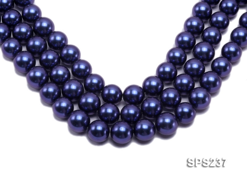 Wholesale 18mm Deep Blue Round Seashell Pearl String