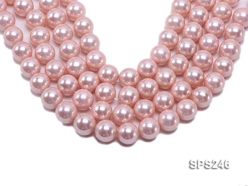 Wholesale 18mm Pink Round Seashell Pearl String