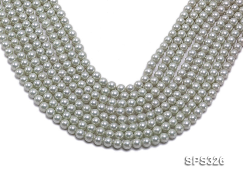 Wholesale 6mm Round Silver Grey Seashell Pearl String