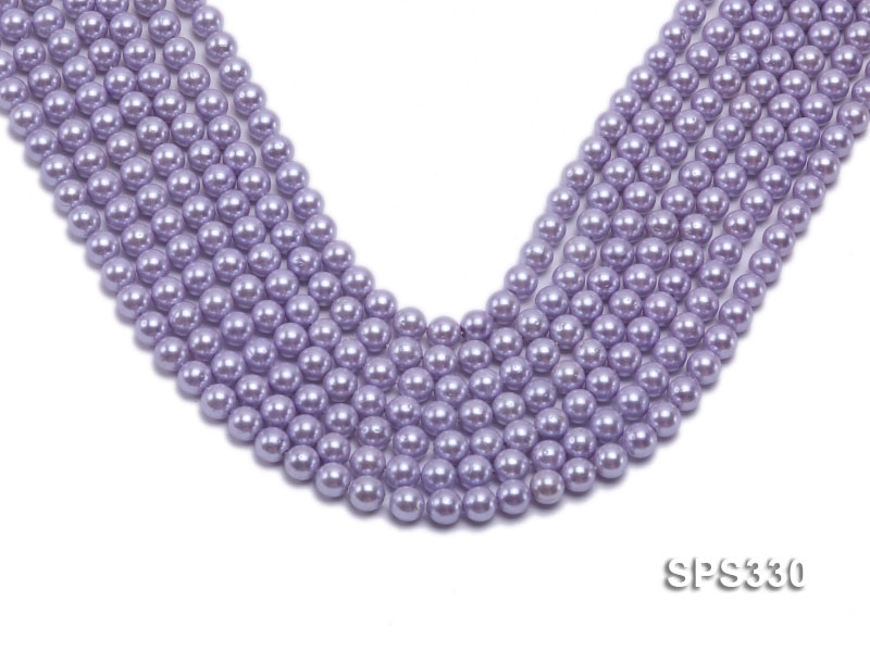Wholesale 6mm Round Lavender Seashell Pearl String