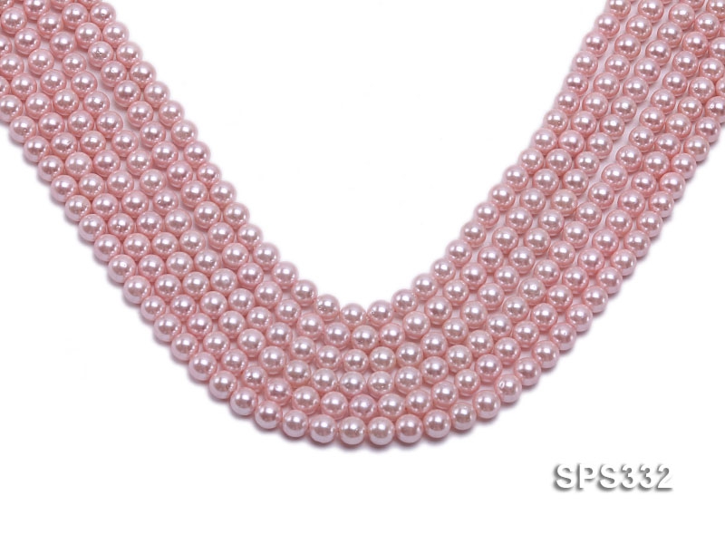 Wholesale 6mm Round Pink Seashell Pearl String