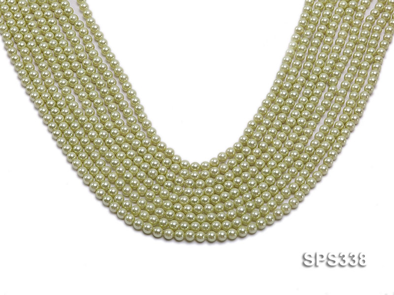 Wholesale 5mm Green Round Seashell Pearl String