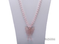 8mm Round Rose Quartz Beads Necklace with a Rose Quartz Pendant