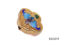 8x16mm Flower-shaped Silver Accessory with Cloisonne Decoration