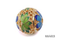 14mm Ball-shaped Silver Accessory with Cloisonne Decoration