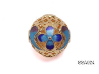 14.5mm Ball-shaped Silver Accessory with Cloisonne Decoration