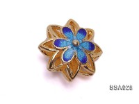 13.5mm Flower-shaped Silver Accessory with Cloisonne Decoration