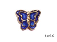 10.5×12.5mm Butterfly-shaped Silver Accessory with Cloisonne Decoration