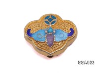 16x19mm Silver Accessory with Cloisonne Decoration