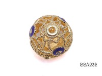 14mm Ball-shaped Silver Accessory with Cloisonne Decoration
