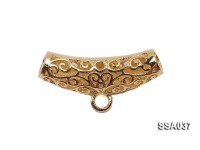 7.5x23mm Pipe-shaped Silver Accessory with Cloisonne Decoration