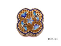 22x22mm Flower-shaped Silver Accessory with Cloisonne Decoration