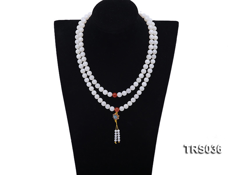 9.5mm Round Jadefied Tridacna Beads Necklace