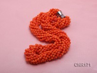 5.5mm Ten-strand Orange Round Coral Necklace