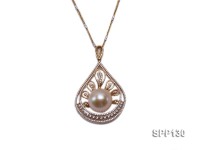 16mm Golden South Sea Pearl Pendant Dotted with Diamonds