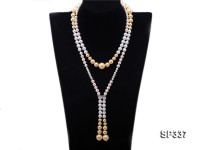 Classy 5-14mm White and Golden South Sea Shell Pearl Necklace