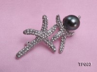 Classy Starfish-like 11.5mm Black Tahitian Pearl Brooch