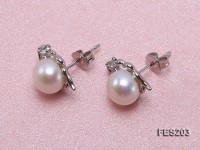 8mm White Flat Freshwater Pearl Earrings