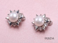 9mm White Flat Cultured Freshwater Pearl Clip-on Earrings