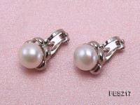 8mm White  Flat Cultured Freshwater Pearl Clip-on Earrings
