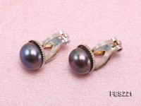 8mm Black  Flat Cultured Freshwater Pearl Clip-on Earrings