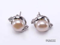 8mm Pink Flat Freshwater Pearl Earrings