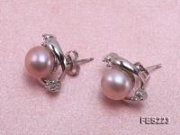 8mm Lavender Flat Freshwater Pearl Earrings