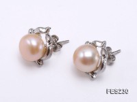9mm Pink Flat Freshwater Pearl Earrings