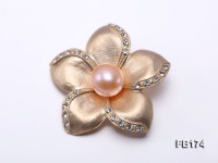 Flower-shaped 13mm Pink Near Round Freshwater Pearl Brooch