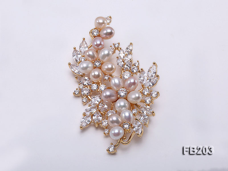 6x7mm Multi-color Freshwater Pearl Brooch