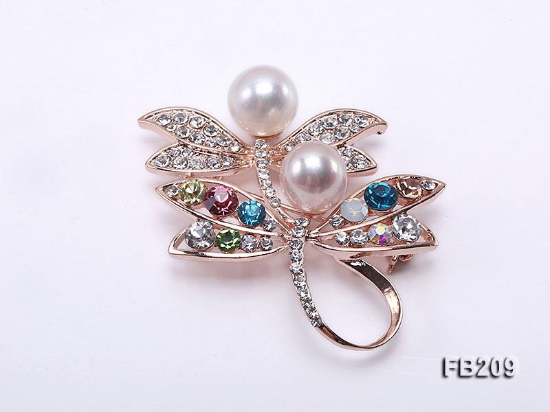 9.5-10.5mm White and Lavender Near Round Freshwater Pearl Brooch