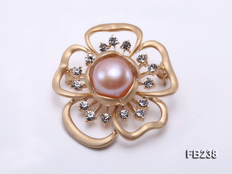 13mm Pink Near Round Freshwater Pearl Brooch