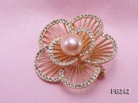 Flower-style 13mm Pink Freshwater Pearl Brooch