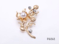 9mm White Freshwater Pearl Brooch